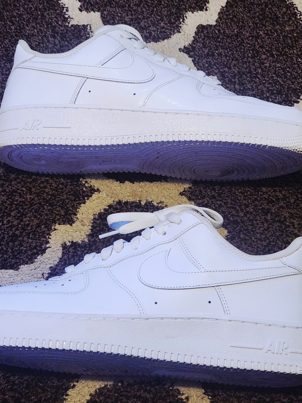 Nike AF1 Inspired Men's White Leather Sneakers - Picture 3 of 5
